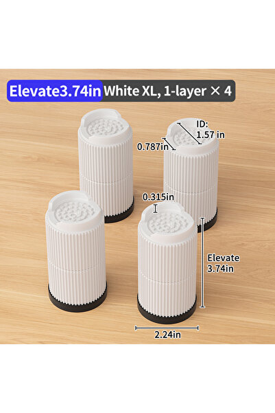 Choice4 White Round XL 4pcs Multi-Purpose Round Furniture Risers | Non-Slip, ...