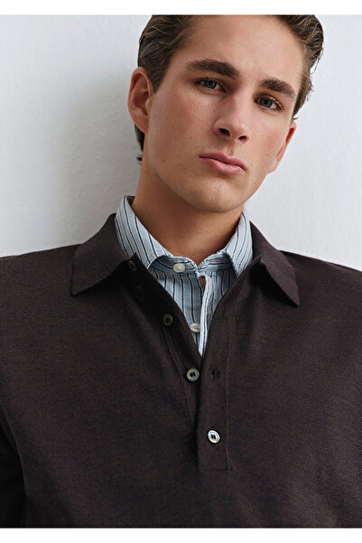 Mavi Brauner Wollstrick-Polo 0710387-71550