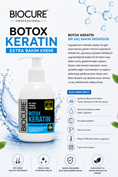 Biocure Botoks Keratin Extra Saç Bakım Kremi Hair Botox / Onarıcı,yapılandırıcı,dolgunlaştırıcı 250ml