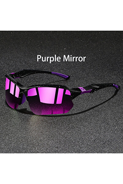 Choice نظارات شمسية رياضية كلاسيكية ملونة من PurpleMirror بإطار نصف دائري للص...