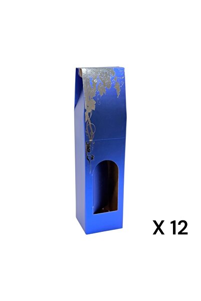 AFO Σετ 12 χάρτινων κουτιών για μπουκάλια με παράθυρο και μεταλλικό ασημί και...