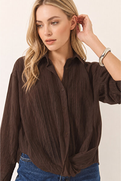 BORCKA TEKSTİL Βαμβακερό πουκάμισο με λεπτομέρεια από κορδόνι και λεπτομέρεια...