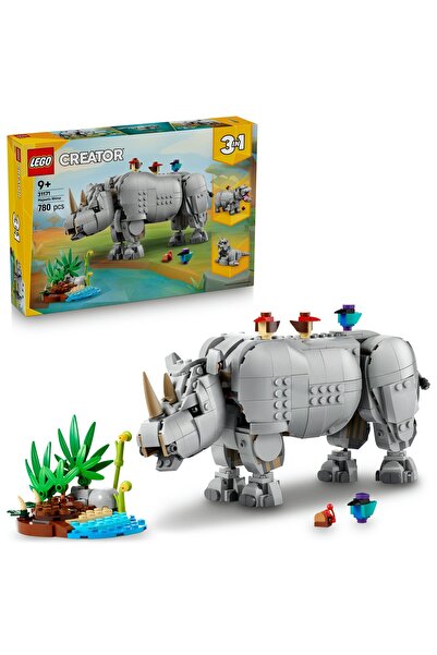 LEGO Σετ Κατασκευής Creator 31171: Μεγαλοπρεπή Άγρια Ζώα: Ρινόκερος με Πουλιά