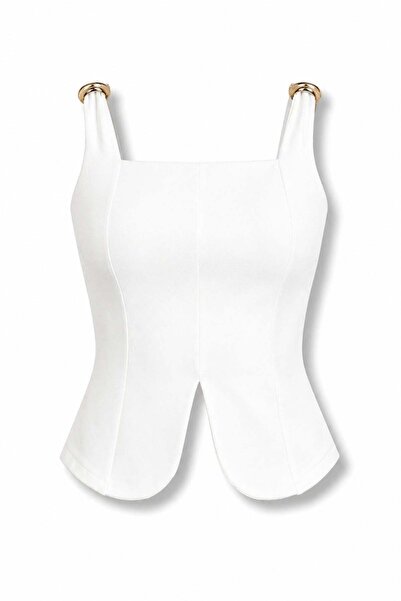 5in1Canpolat White Square Collar Bustier 1047