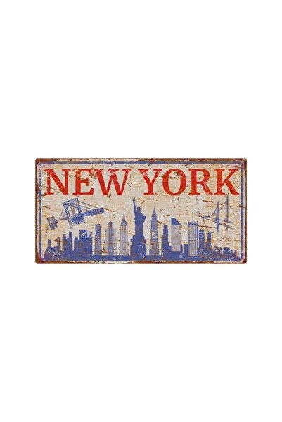 AYNED Print Pas Efektli New York Duvar Tabelası – Dekoratif Ahşap Şehir Levhası