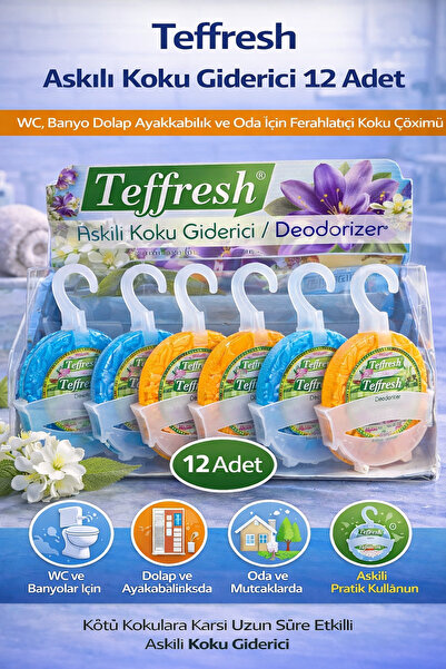Bezos Teffresh Askılı Koku Giderici 12 Adet WC Banyo Dolap Ayakkabılık ve Oda...
