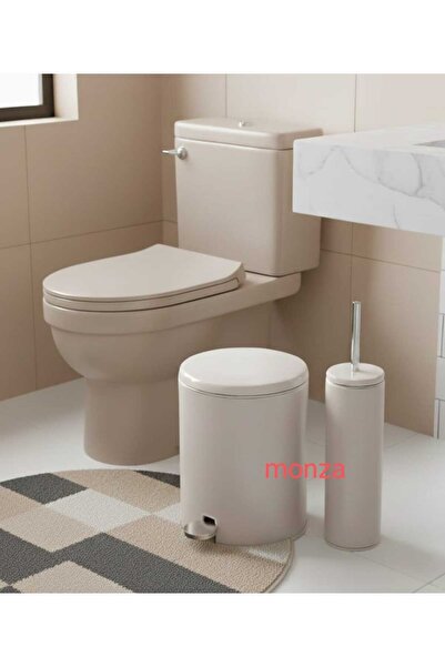 Empressco Cigo Pedallı Çöp Kovası Soft Ve Wc Tuvalet Fırçası Bej