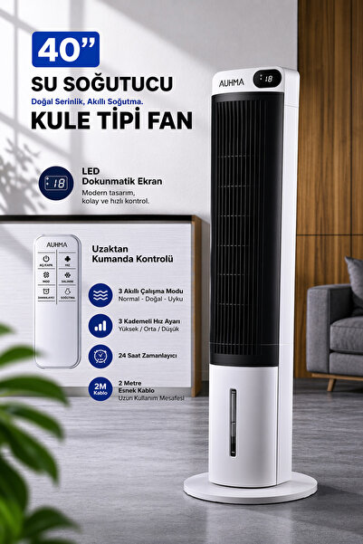 EXENAR Kule Tipi Soğutucu Fan Uzaktan Kumandalı Su Buharlı Soğutucu Vantilatö...