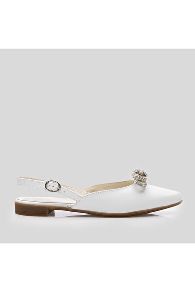 UrbanShoes Balerini decupați damă din piele naturală, Leofex - 383 Alb Box