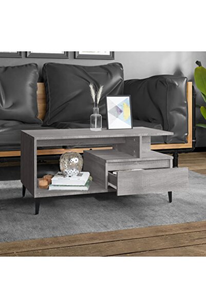 vidaxl Τραπεζάκι Σαλονιού 90x49x45 εκ,Επεξεργασμένο Ξύλο Γκρι