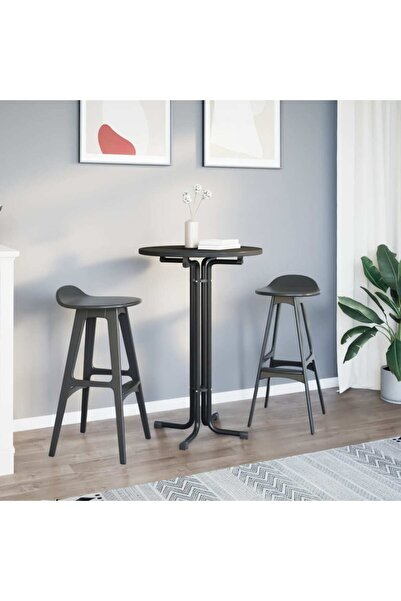 vidaxl Τραπεζαρία Μαύρη Ø70×110 εκ. Ξύλο/Ατσάλι