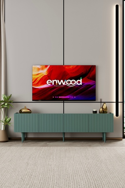enwood Capella TV Ünitesi Zeytin Taşı MDF 4 kapaklı 160 cm ayaklı