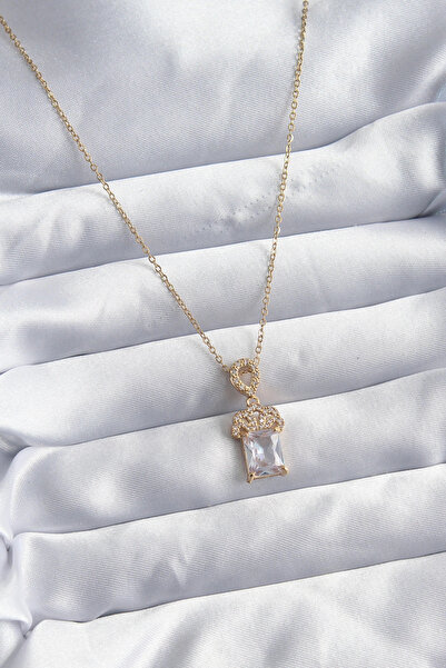 shopwave 316L Steel Chain Gold Color Zircon Stone Crown Model Women's Necklace