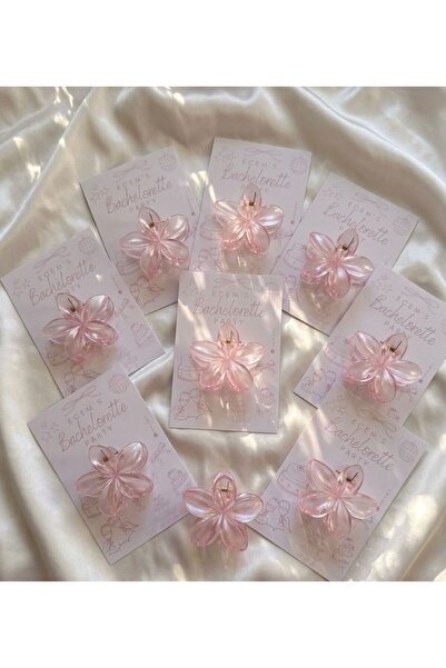 StoreGiz (10 Adet) Pembe Lotus Çiçek Tokası - Bride Hediyelik - Bekarlığa Ved...