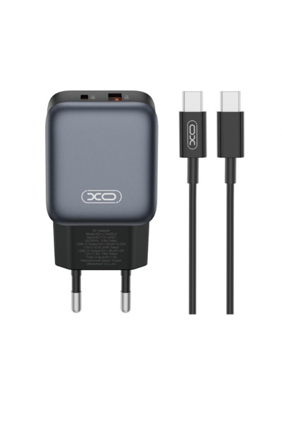 XO Design Incarcator Retea Cu Cablu USB-C L154, 20W, 3A, 1 x USB-A - 1 x USB-...