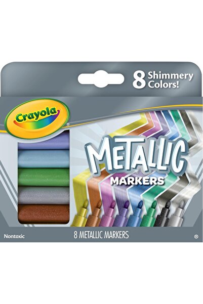 Crayola أقلام تحديد معدنية، 8 قطع، خط عريض