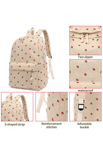 OEM Rucsac școlar multifuncțional, impermeabil, 44x31x15 cm, ultra-ușor, capacitate mare, crem