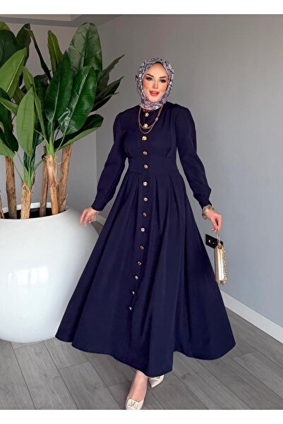 TARZ-I HAS BUTİK Lacivert Premium Asel Elbise Tesettür Giyim