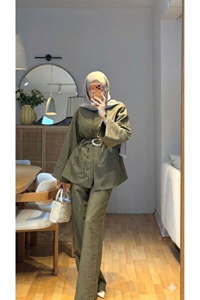 KILIF STORE Costum casual elegant cu detaliu curea, din două piese