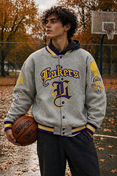 FG KONNİCHİWA Bomber College Coat Ελαστική μέση I College Jacket Μοντέλο με A...