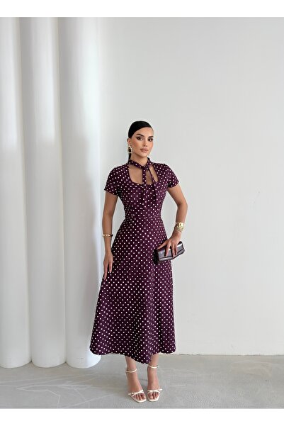 maf collection Γυναικείο μακρύ βραδινό φόρεμα με τετράγωνο γιακά και λεπτομέρ...