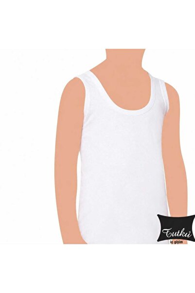 Tutku 0125 Beyaz Erkek Çocuk Ribana Atlet Tekli(0125)