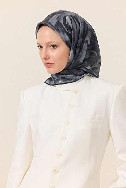 cs camellia scarf Eșarfă moale cusută manual - Negru