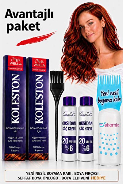 Wella Koleston Tüp Saç Boyası 4/0 Kahve 2Adet+Oksidan 20 Volume+Fırça+Pratik ...