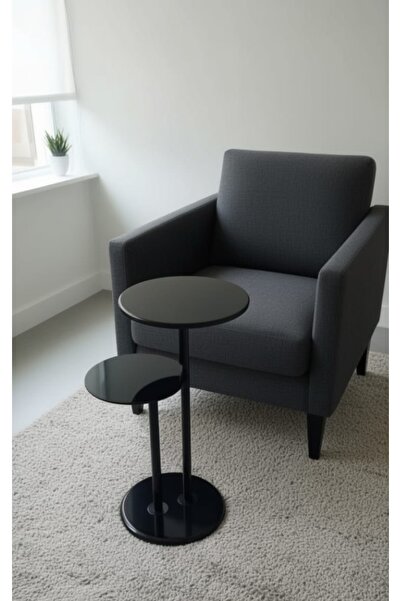 Generic Modern Side Serving Table with 2 Glass and Marble Tops and Marble Bas...