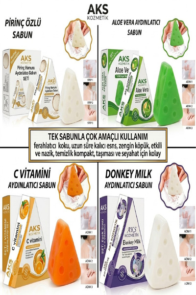 aks kozmetik Pirinç Sabunu Doğal Cilt Beyazlatıcı Aydınlatıcı