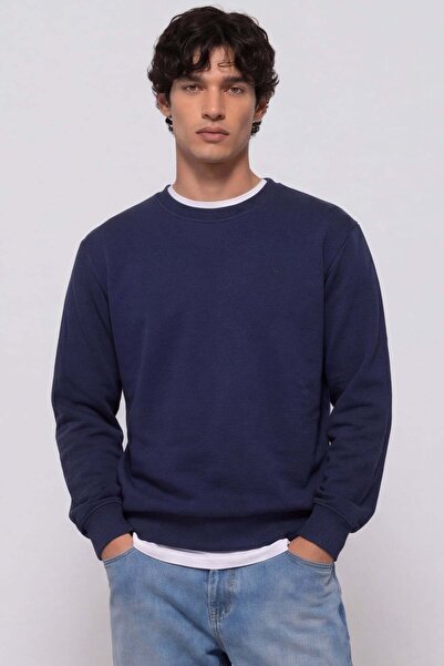 Sabri Özel Unisex Lacivert Normal Kesim Regular Fit %100 Pamuk Bisiklet Yaka ...