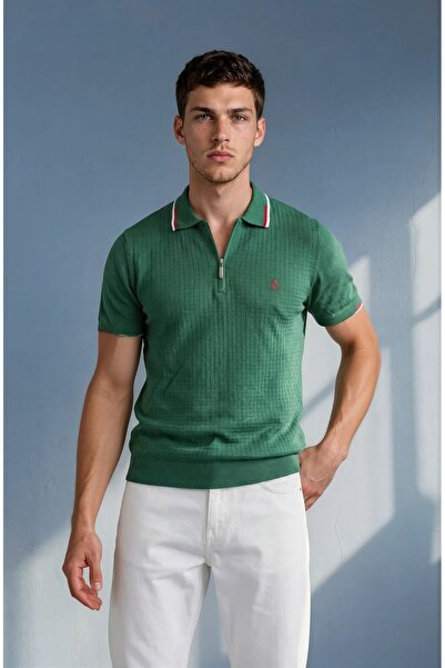 Sea Style Zippered Polo Neck Fit Knitwear T-Shirt