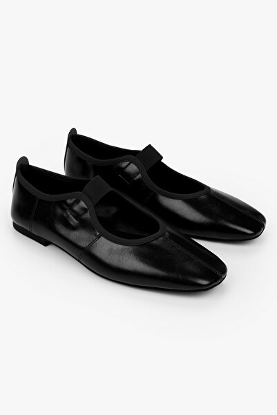 Shoeberry Γυναικείες αθλητικές μπαλαρίνες Bless Black Skin Elastic