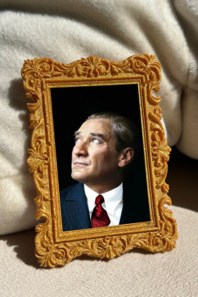 Minoart Atatürk Serisi 4’lü Gold Magnetli + Yapıştırmalı Vintage Mini Tablo Ç...