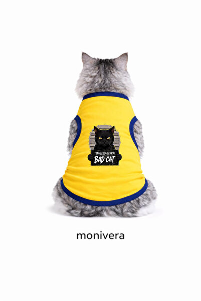 Modetra New Season Summer Bad Cat Printed Colorful Piping Cat Outfit - Unders...