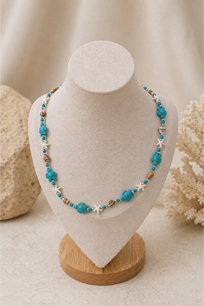 GMN COLLECTION YENİ SEZON DENİZ KABUĞU VE YILDIZ MOTİFLİ MİNELİ KOLYE