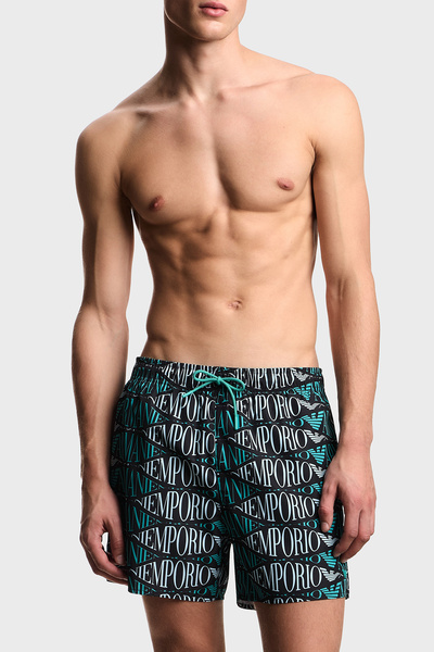 Emporio Armani ملابس سباحة قصيرة للرجال مع شعار كامل EM000583 AF20442 FC102