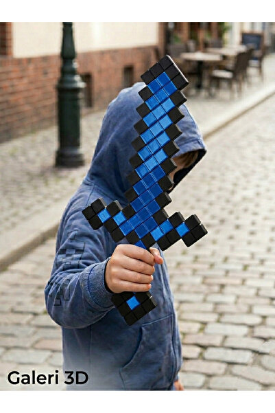 G3D Minecraft Kılıç Figürü 25cm - Oyuncak Dekoratif Model- Piksel Kılıç- Siya...