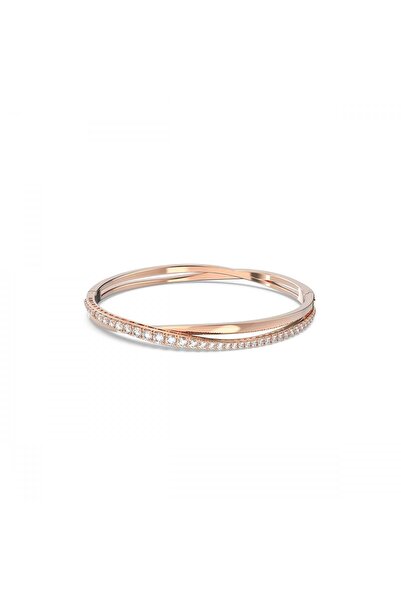 Swarovski Twist Bileklik Beyaz Pembe Altin Rengi Kaplama