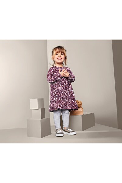 Tchibo Baby Girls Printed Dress, Burgundy Combo