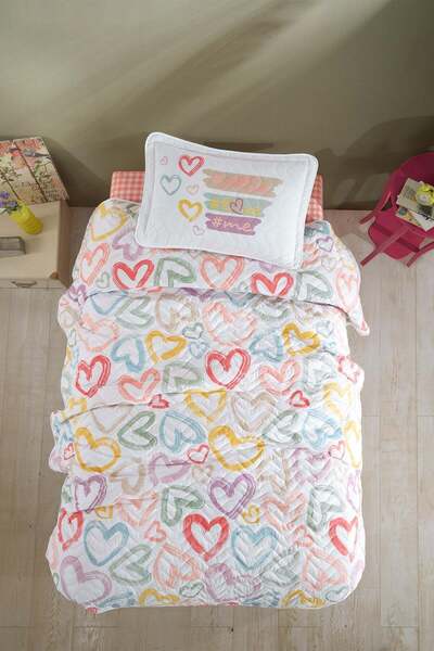 DENİZLİ ÇEYİZ Clasy Single 4 Season Quilted Duvet Cover Set Selfie Powder