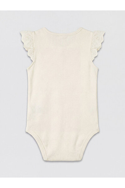 LC Waikiki Crew neck embroidered ruffled baby girl bodysuit