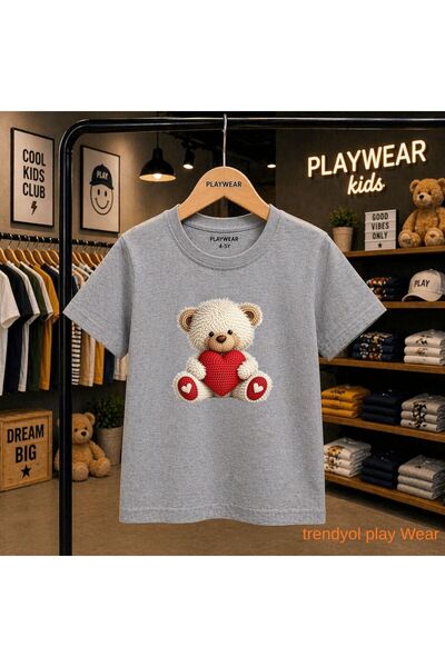 playwear Pati Kalp Bear Printed 100% Children's Unisex T-Shirt 5 6 -7 8-9 10 ...