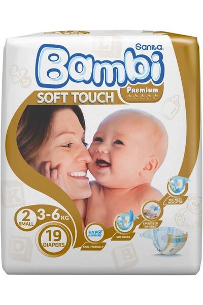 Sanita Bambi Baby Diapers Regular Pack Size 2, Small, 3-6 Kg, 19 Count