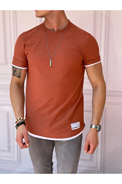MODEFENDİ Tricou din bumbac cu model tricotat, croială slim fit