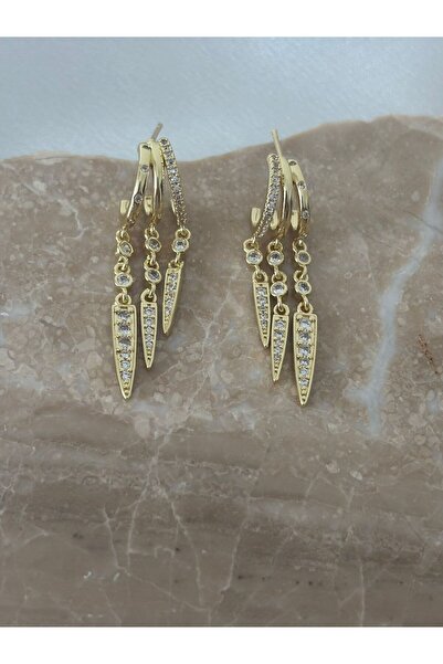 stainless steell Zircon Stone Dangle Steel Earrings