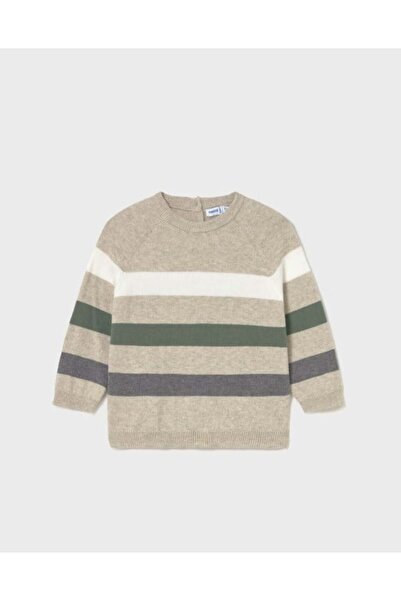 MAYORAL Baby Boy Striped Detailed Knit Sweater 0-4 Years Tea Green