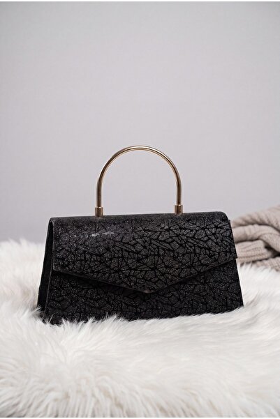 Modamorfo Metal handle chain clasp envelope flap patterned glitter evening ba...