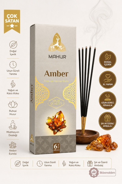 İlkbenaldim Premium Tütsü Çubuğu 6 Paket x 20 Adet Doğal İçerikli El Yapımı U...