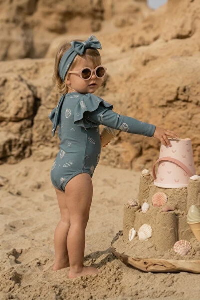 Beyyine Home Baby Ruffle Long Sleeve Swimsuit and Hair Clip |   6 Months–4 Ye...